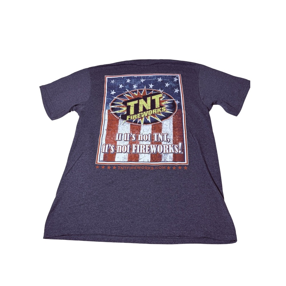 Port and Company TNT Fireworks Graphic Tee Mens Medium Navy Excellent Americana